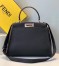 Fendi Selleria Peekaboo Medium Bag In Black Roman Leather