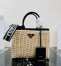 Prada Tote Bag In Wicker and Black Canvas