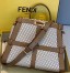 Fendi Peekaboo Medium Bag In White Perforated Calf Leather