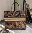 Dior Book Tote Bag In Orange Animals Embroidered Canvas