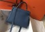 Hermes Kelly 28cm Retourne Bag In Blue Agate Clemence Leather