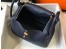 Hermes Dark Blue Clemence Lindy 30cm Bag with GHW