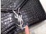 Saint Laurent Cassandra Clasp Bag In Black Croc-Embossed Leather