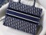 Dior Small Book Tote Bag In Blue Oblique Embroidered Velvet