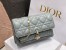 Dior Lady Dior Chain Pouch In Grey Cannage Lambskin