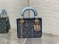 Dior Lady Dior Mini Chain Bag in Satin with Blue Bead Embroidery