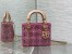 Dior Lady Dior Mini Chain Bag in Satin with Pink Resin Pearl Embroidery