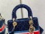 Dior Medium Lady D-Lite Bag In Blue Velvet Embroidery