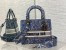 Dior Medium Lady D-Lite Bag In Blue Brocart Denim-Effect Embroidery