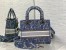 Dior Medium Lady D-Lite Bag In Blue Brocart Denim-Effect Embroidery
