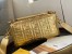 Fendi Baguette Large Bag In Gold Lambskin With FF Motif