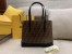 Fendi Logo Shopper Bag In Glazed Fabric With Black Leather