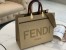 Fendi Sunshine Medium Shopper Bag In Beige Canvas