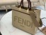 Fendi Sunshine Medium Shopper Bag In Beige Canvas