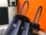 Hermes Birkin 35cm Bag In Navy Blue Clemence Leather