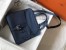 Hermes Halzan 31cm Bag In Blue Agate Clemence Leather