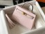 Hermes Kelly Mini II Bag In Rose Dragee Embossed Crocodile Leather