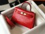 Hermes Kelly Mini II Bag In Red Embossed Crocodile Leather