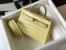 Hermes Kelly Mini II Bag In Jaune Poussin Embossed Crocodile Leather