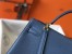 Hermes Kelly 32cm Retourne Bag In Blue Agate Clemence Leather