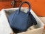 Hermes Lindy 26cm Bag In Blue Agate Clemence With PHW