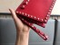 Valentino Rockstud Medium Clutch In Red Calfskin 