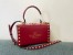 Valentino Rockstud Alcove Box Bag In Red Calfskin