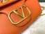 Valentino Stud Sign Shoulder Bag In Orange Nappa Leather