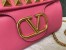 Valentino Stud Sign Shoulder Bag In Pink Nappa Leather