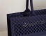 Dior Book Tote Bag In Blue Mesh Embroidery