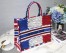 Dior Book Tote Bag In French Flag Embroidered Canvas