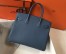 Hermes Birkin 30cm Bag In Blue Agate Clemence Leather