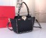 Valentino Mini Rockstud Tote In Black Grain Calfskin