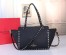 Valentino Small Rockstud Tote In Black Grain Calfskin