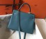 Hermes Kelly 28cm Retourne Bag In Blue Jean Clemence Leather