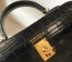 Hermes Kelly Mini II Bag In Black Embossed Crocodile Leather