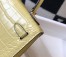 Hermes Kelly Mini II Bag In Jaune Poussin Embossed Crocodile Leather