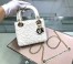 Dior Mini Lady Dior Chain Bag In White Wavy Crinkled Lambskin