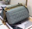 Dior Large Caro Bag In Grey Cannage Calfskin