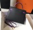 Hermes Bi-color Kelly 32cm Epsom Bag Black/Purple GHW