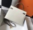 Hermes Bi-color Kelly 32cm Epsom Bag White/Taupe GHW