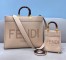 Fendi Sunshine Medium Shopper Bag In Beige Calfskin