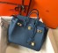 Hermes Birkin 25cm Bag In Blue Agate Clemence Leather