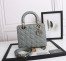 Dior Medium Lady Dior Bag with Enamel Charm In Grey Lambskin