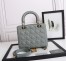 Dior Medium Lady Dior Bag with Enamel Charm In Grey Lambskin