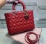 Dior Large Lady Dior Bag In Red Cannage Lambskin