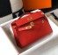 Hermes Kelly Pochette Bag In Red Epsom Leather