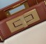 Fendi Peekaboo Medium White Bag With Tan Handle