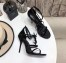 Saint Laurent Cassandra 100 Sandals In Black Patent Leather