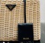 Prada Tote Bag In Wicker and Black Canvas